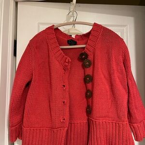 Pure Handknit Coral Women's Cotton Knit Cardigan Sweater